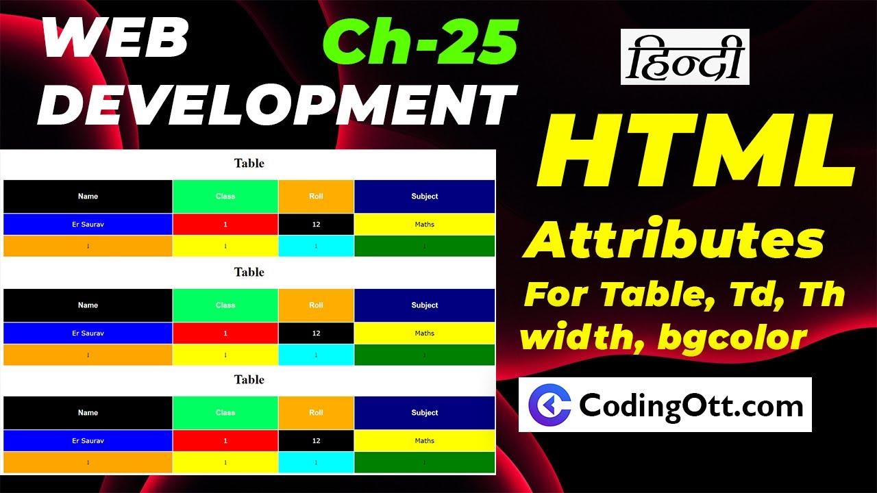 Ch-25 Attributes for table in HTML