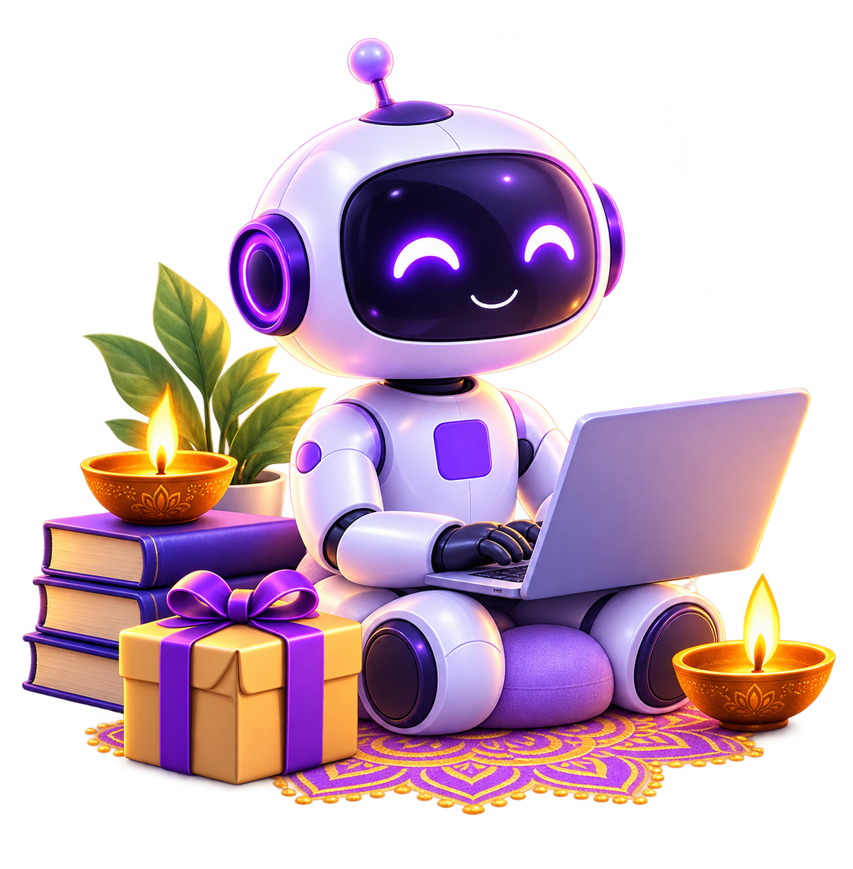 Diwali AI / ML Robot Learning with Laptop at CodingOtt
